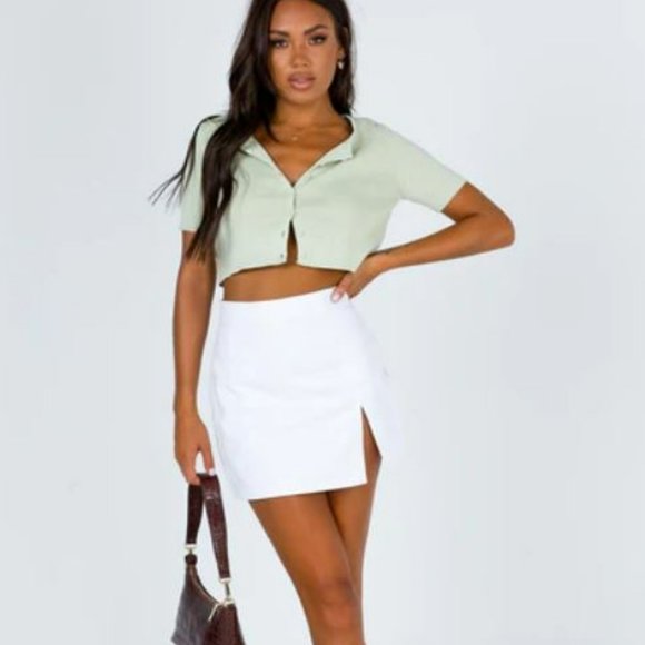 Lioness White Denim Skirt - THE LOLA MINI SKIRT WHITE - Picture 1 of 6